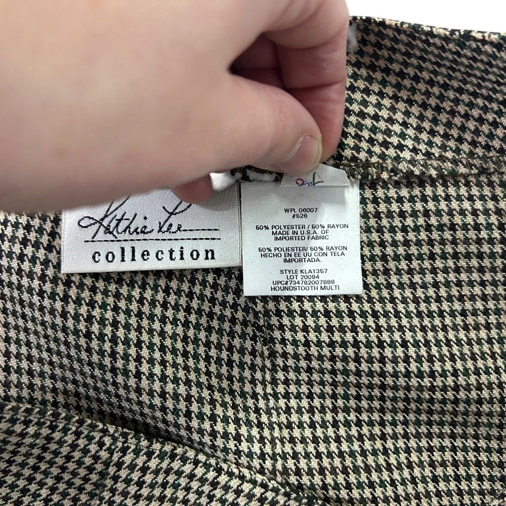 Houndstooth Midi Skirt 12 Academia Quiet Luxury Preppy 90s Heritage Old Money - Picture 7 of 9